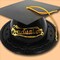 24 Count Graduation Cap Cake Topper Durable Plastic Party Decoration Black 3.5 Inch